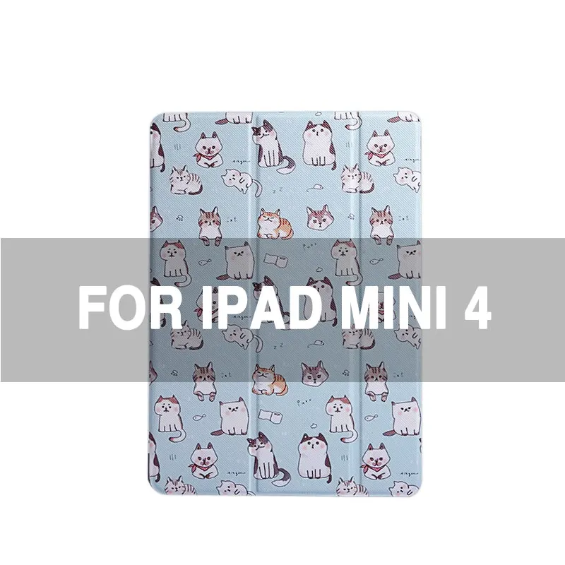 For ipad mini 4 Чехол для планшетов для iPad Mini 1 2 34, милый чехол с кошкой и подставкой для iPad Air 1 2, чехол-книжка для любителей кошек, чехлы для сна - Цвет: For ipad mini 4