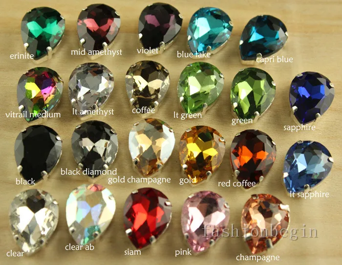 24 шт Стразы 13*18 мм камень для пришивания с серебряной коготь Установка Стекло