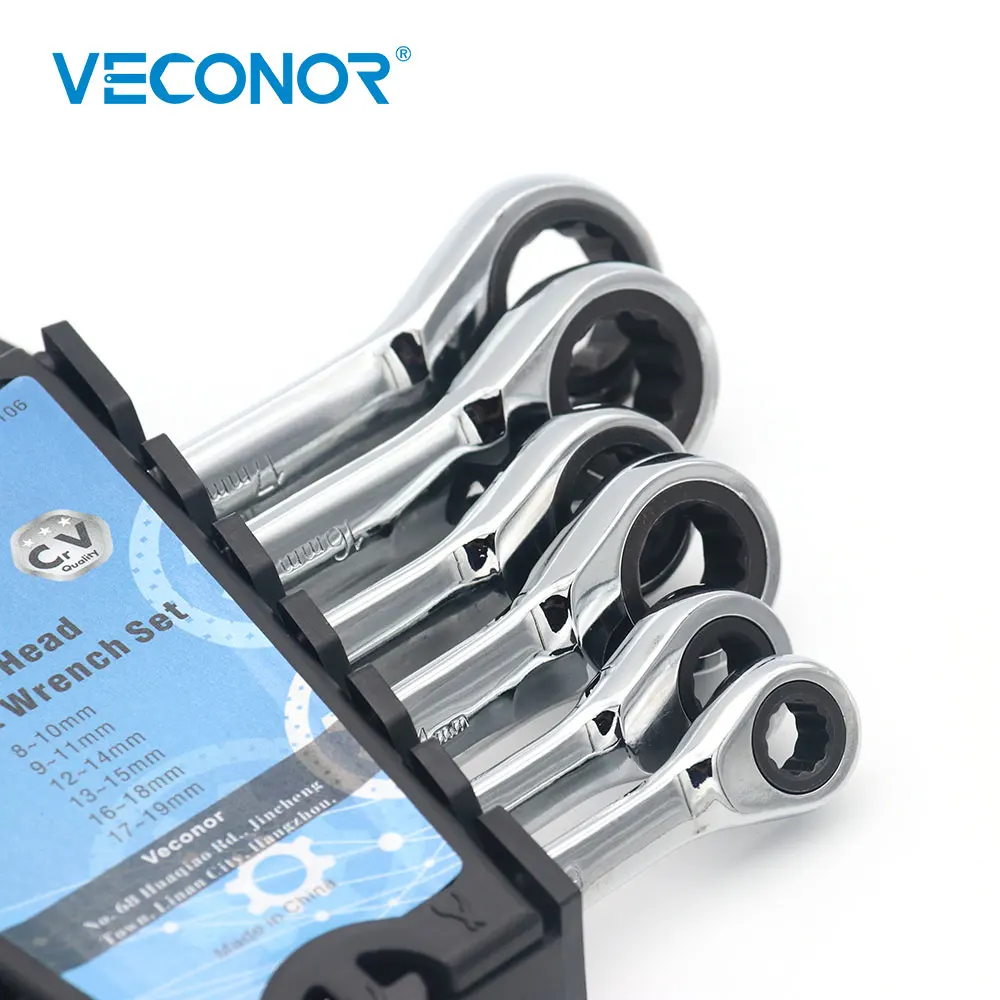 Veconor 6 шт. Dual Head усилила ключ гаечный набор 8 19 мм с пластиковыми инструмент стеллаж