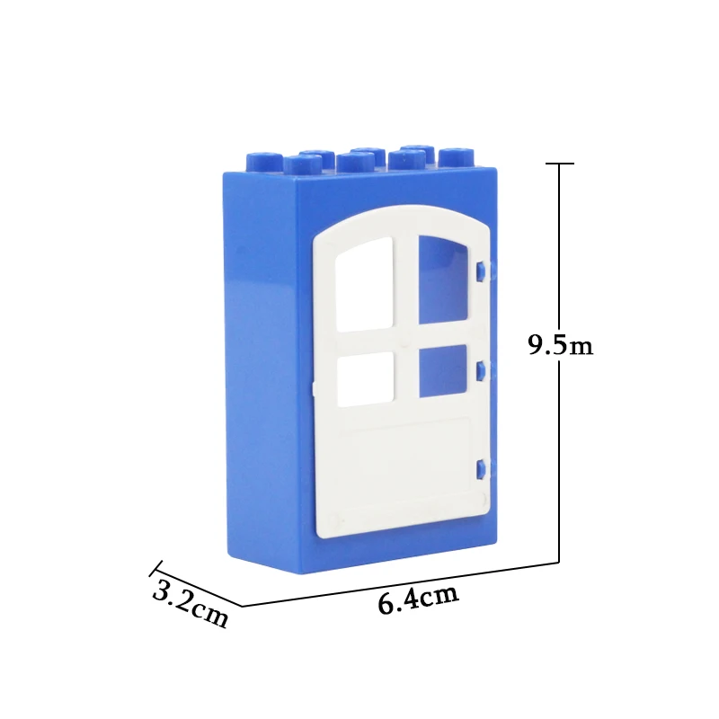 BLUE door frame Дом большие частицы строительные блоки Аксессуары Совместимые Duplos набор кирпичи карнизы окна двери крыши игрушечные плитки для детей подарок - Цвет: BLUE door frame
