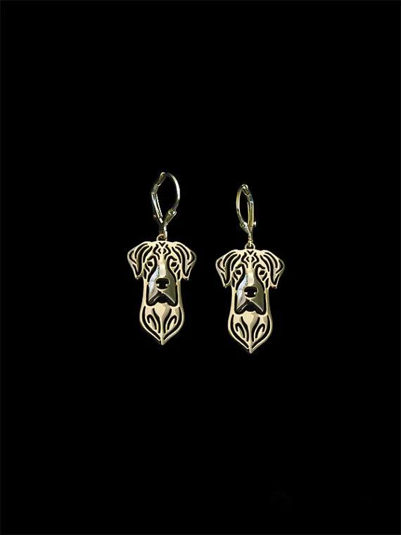 

New 2016 Unique Romantic Gold Silver Color Natural eared Great Dane Drop Earrings Wholesale Animal Earrings For Women Girl Aros