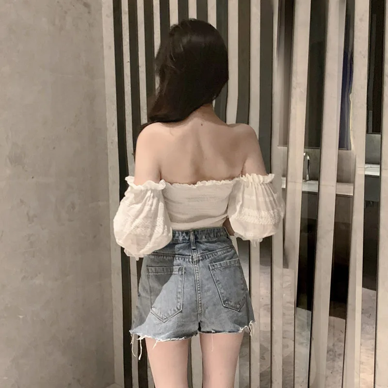 Женский комплект из 2 предметов MYDC сексуальные мини шорты с вырезом лодочкой