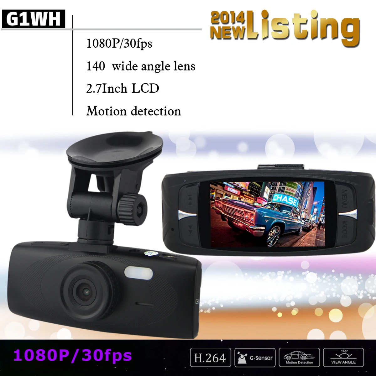 G1WH 2 7-inch lcd 140 градусов широкоугольный объектив FHD 1080P H.264 Автомобильный