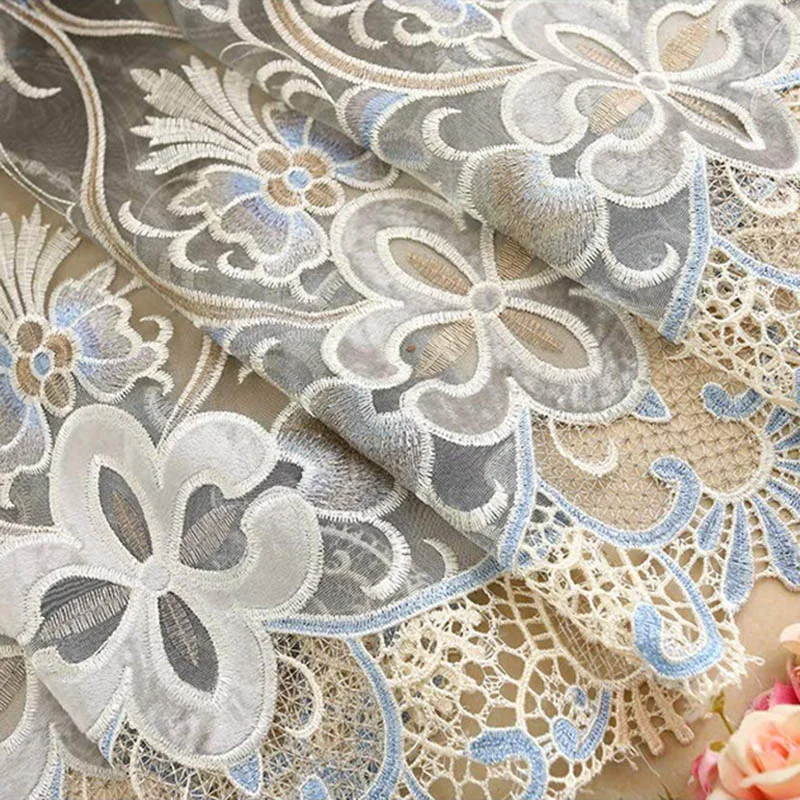 Thin Tulle Роскошные вышитые синель ткань изолированный серый шторы для гостиной спальни окна индивидуальные цветочные ткань тюль WP078-4 - Цвет: Thin Tulle