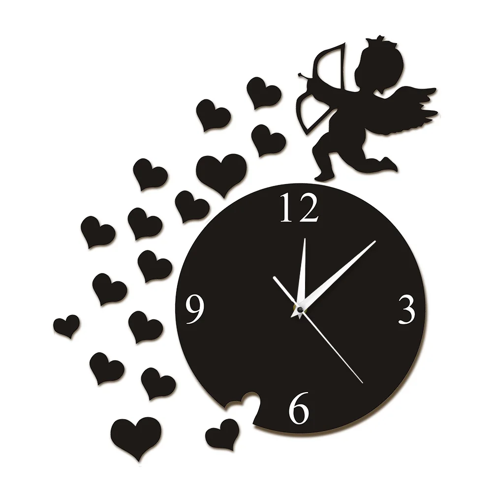 Современные настенные часы Cupid shooting Heart Cherub Angel Fly Love украшение дома свадебный
