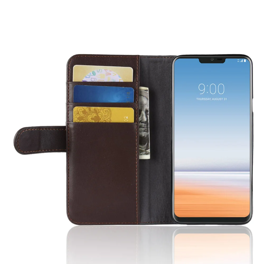 HUDOSSEN For LG G7 ThinQ G710EM Case Luxury Flip Genuine Leather Soft TPU Back Cover Fundas G7+ Protective | Мобильные телефоны и