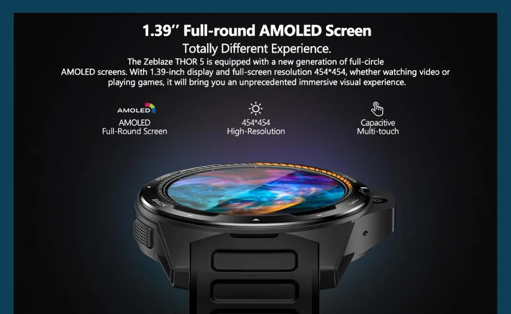 Смарт-часы Zeblaze THOR 5 с двумя системами, 4G, Bluetooth, 8 Мп, фронтальная камера, gps, Wi-Fi, 4 Гб, монитор сердечного ритма, умные часы для мужчин, Android 7,1