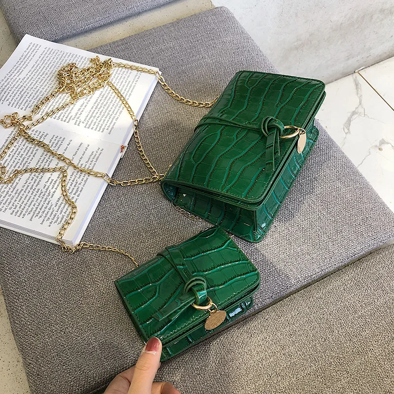 Small Green Женские сумки через плечо с крокодиловым узором, Высококачественная роскошная сумка из искусственной кожи, дизайнерская женская сумка через плечо - Цвет: Small Green