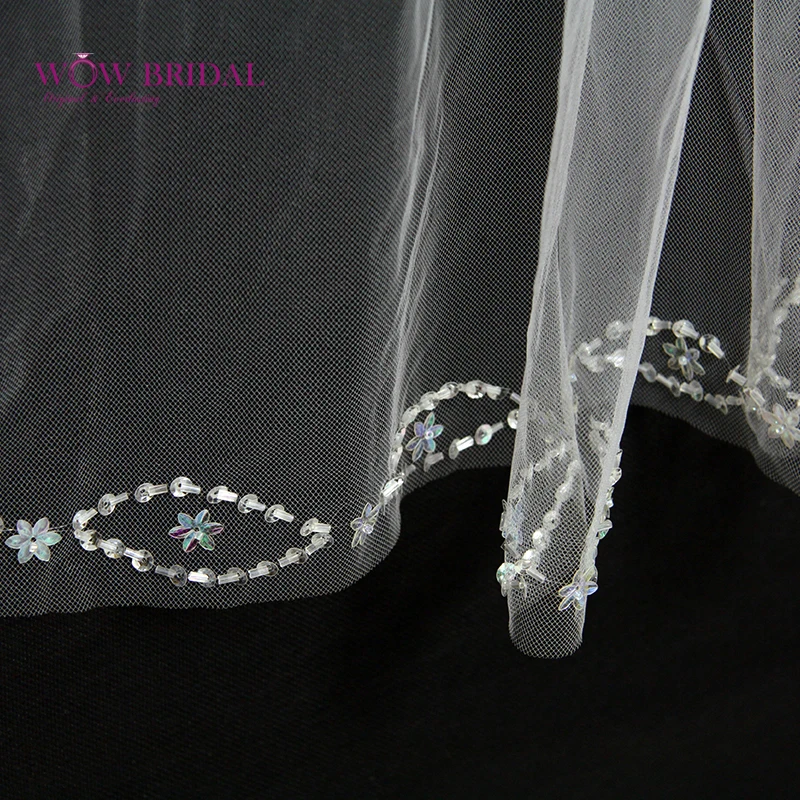 Wowbridal элегантная свадебная вуаль для подружки невесты 2021 двухслойная с блестками