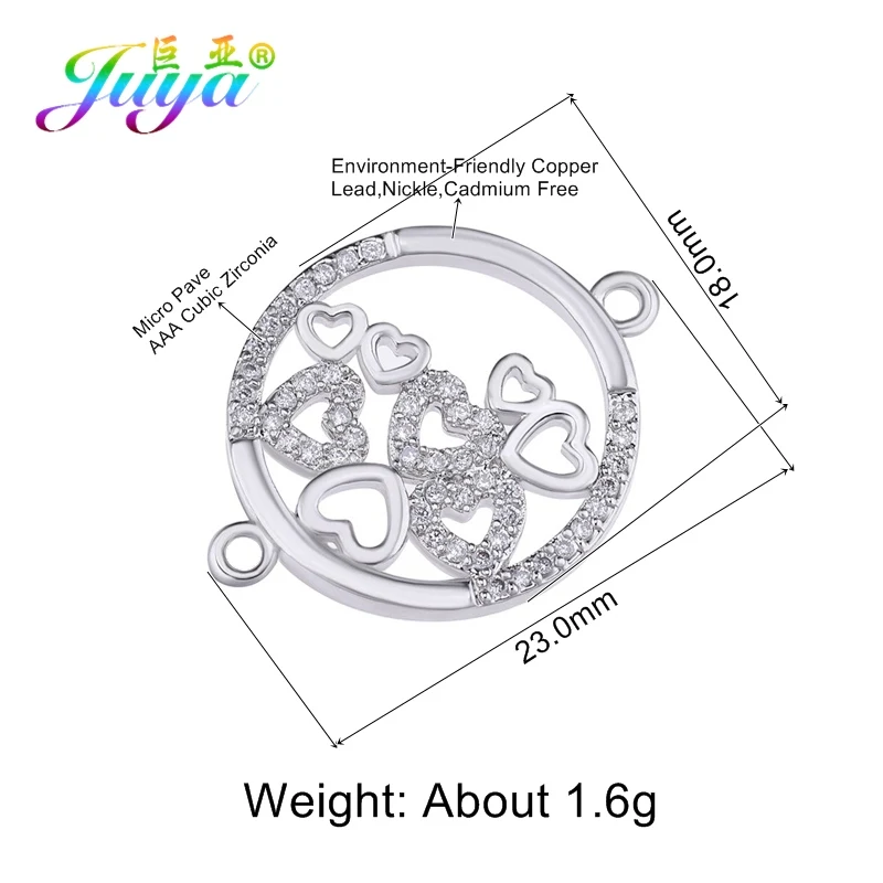 White Gold Juya DIY, женский модный браслет, ожерелье, серьги, фурнитура для изготовления, принадлежности для микро ПАВЕ, CZ Соединитель с цветочным узором, амулеты, аксессуары - Цвет: White Gold