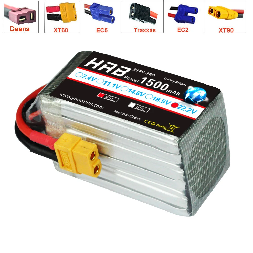 Аккумулятор HRB Lipo 2S 3S 4S 5S 6S 7 4 V 11 1 14 8 18 5 22 2 1500 1800mah 2200 50C 100C для гонок квадролет с