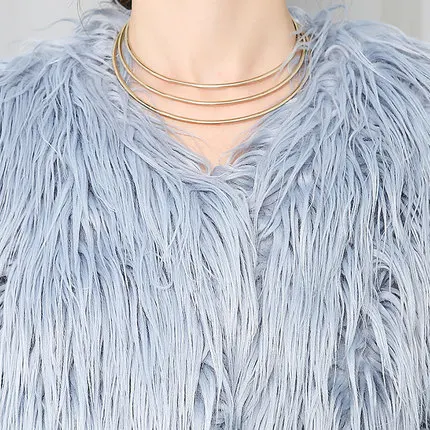 

New Long Faux Wool Fur Coat N57