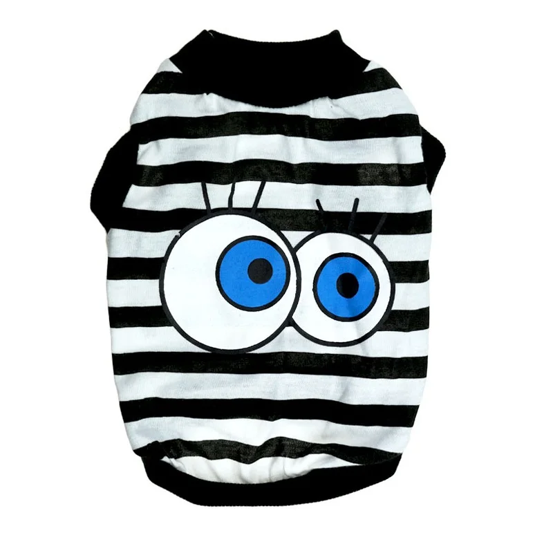 New Summer Pet Dog Vest Shirts Clothing Puppy Cat Cotton Big Eye Striped Vests T-shirt Coat Clothes For Small Dogs Costumes | Дом и сад