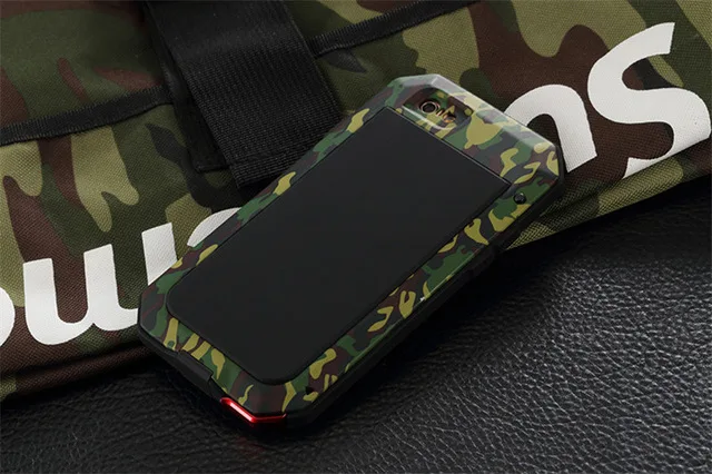 R-JUST Роскошные Doom панцири случае для iphone 5S SE 6 6S Plus стекло Duty шок водостойкий металлический алюминий телефонные чехлы для iphone 8X7 - Цвет: Армейский зеленый