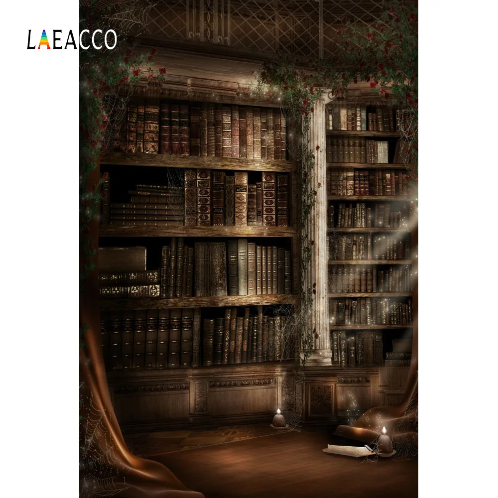 Laeacco винтажный библиотечный интерьер древняя книжная полка студенческие фотографии фоны Портретные тканевые фоны для фотостудии