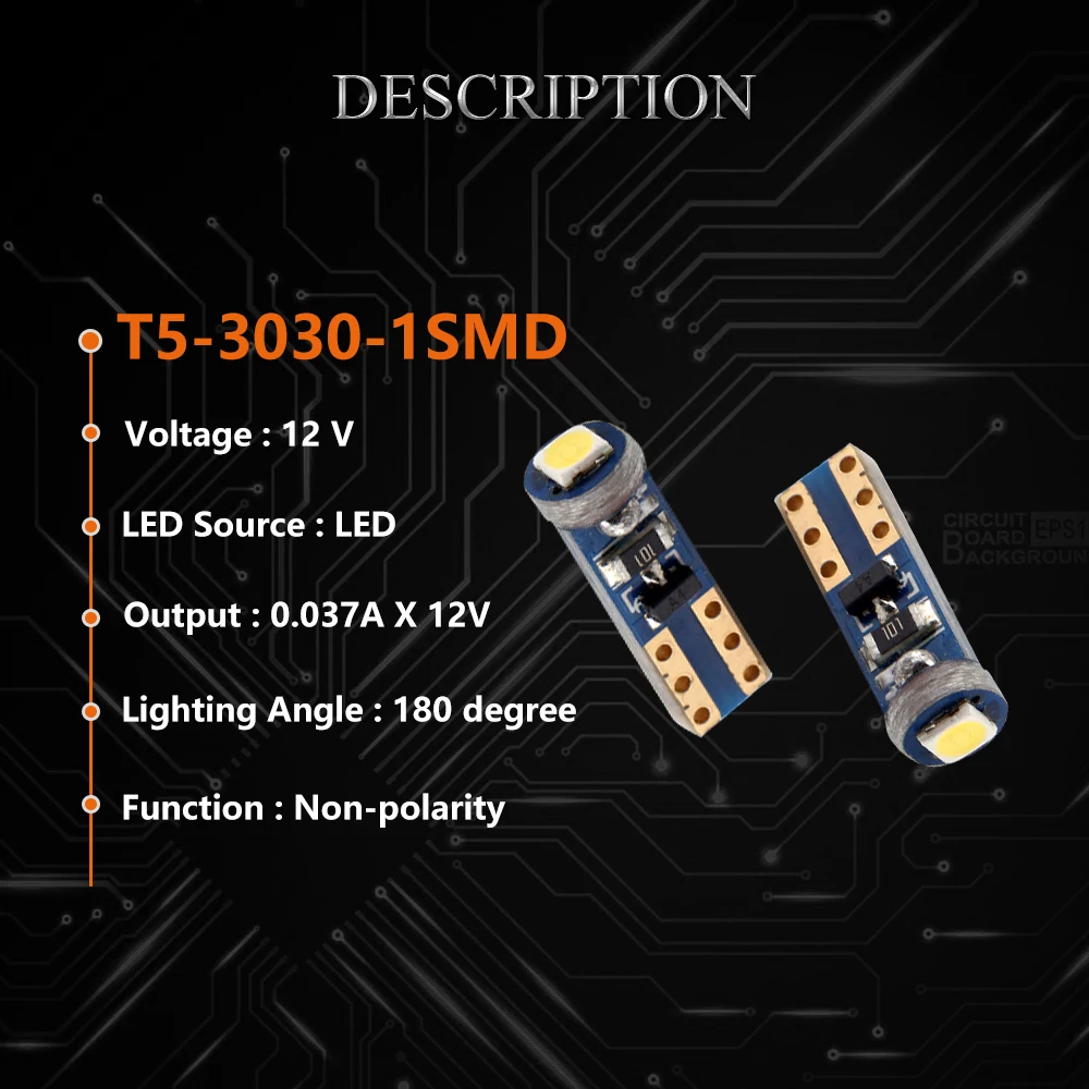 20 шт./лот выпуклая T5 PCB 1 SMD Светодиодная клиновидная база 12 В Автомобильная
