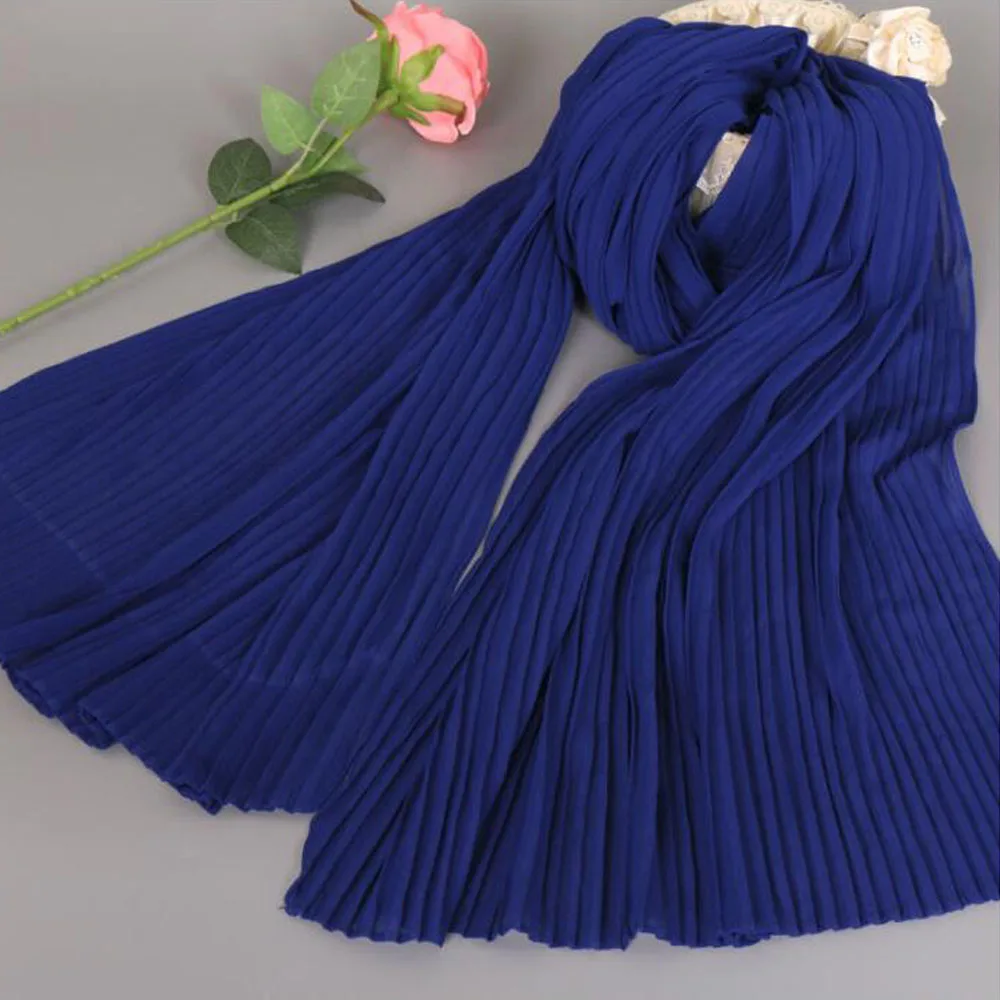 Blue Shawls Дизайнерский женский летний шарф Одноцветный синий платок Пашмина Женская бандана Foualrd хиджабы шаль мусульманские Вечерние шарфы - Цвет: Blue Shawls