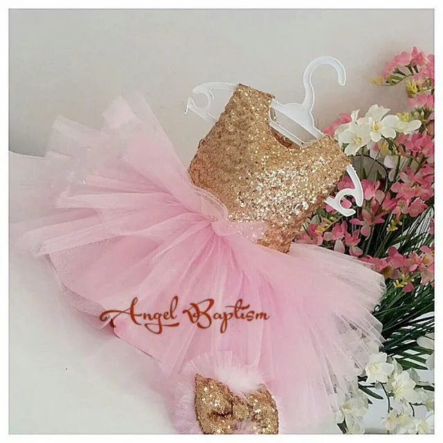 Милые розовые праздничные платья для маленьких девочек на первый День рождения