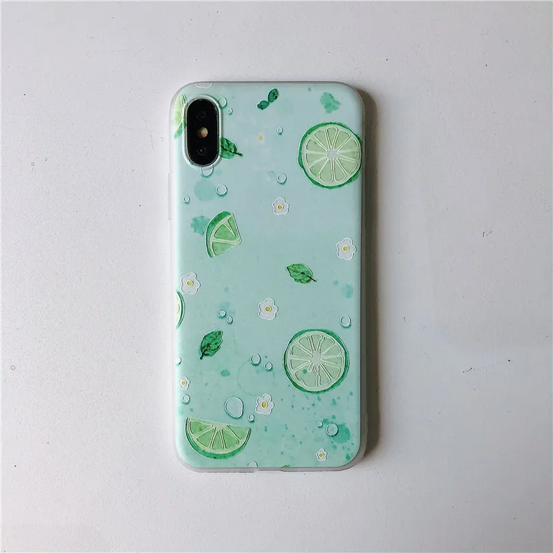 Pure and fresh Lemon Transparent Matte No clamping line soft shell Total package side for iphone 6 6p 7 8 Plus X Phone Case |