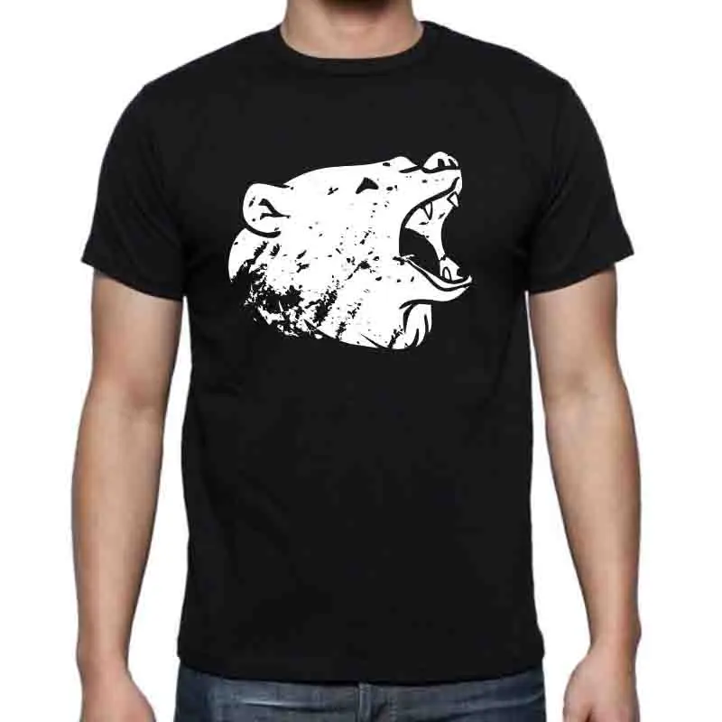 Дизайн Топ базовый 100% хлопок Повседневная с принтом медведя Мужская Футболка