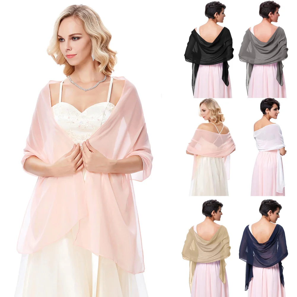 Женская шифоновая шаль Kate Kasin мягкий шарф из мягкого шифона для невесты длинная и