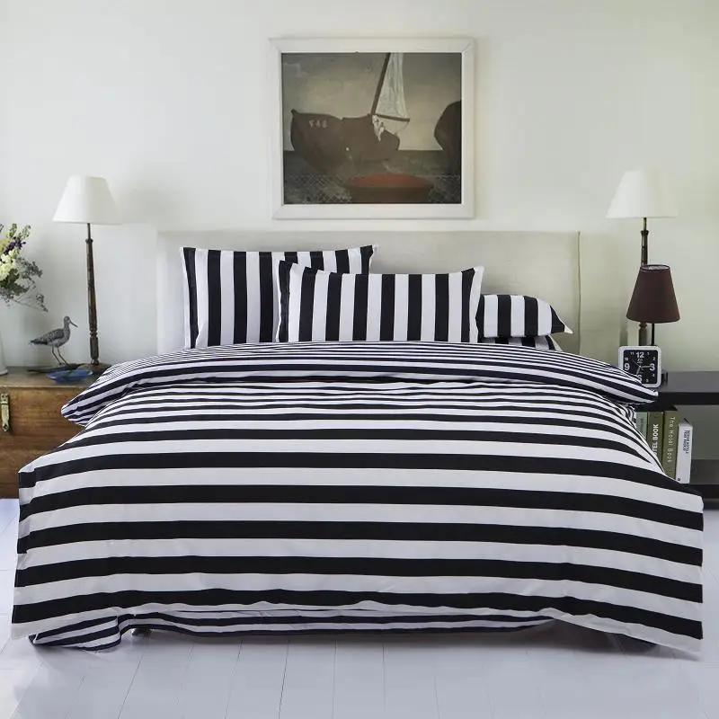 

UNIHOME 2016 New Drop Ship Bedding Set Twin/Full/Queen Size Duvet Cover Set Classic Black and White Bed Sheet Sets Home Textile