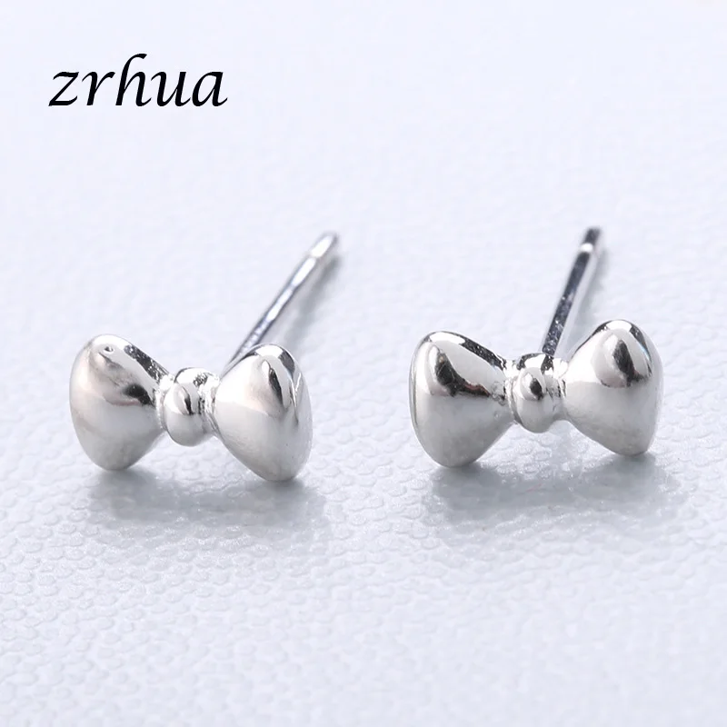 bowknot2 ZRHUA 925 пробы серебряные сплайсинга милые серьги-гвоздики с животными для женщин повседневные Девушки Brincos личность Стерлинговое Серебро-ювелирные изделия - Окраска металла: bowknot2