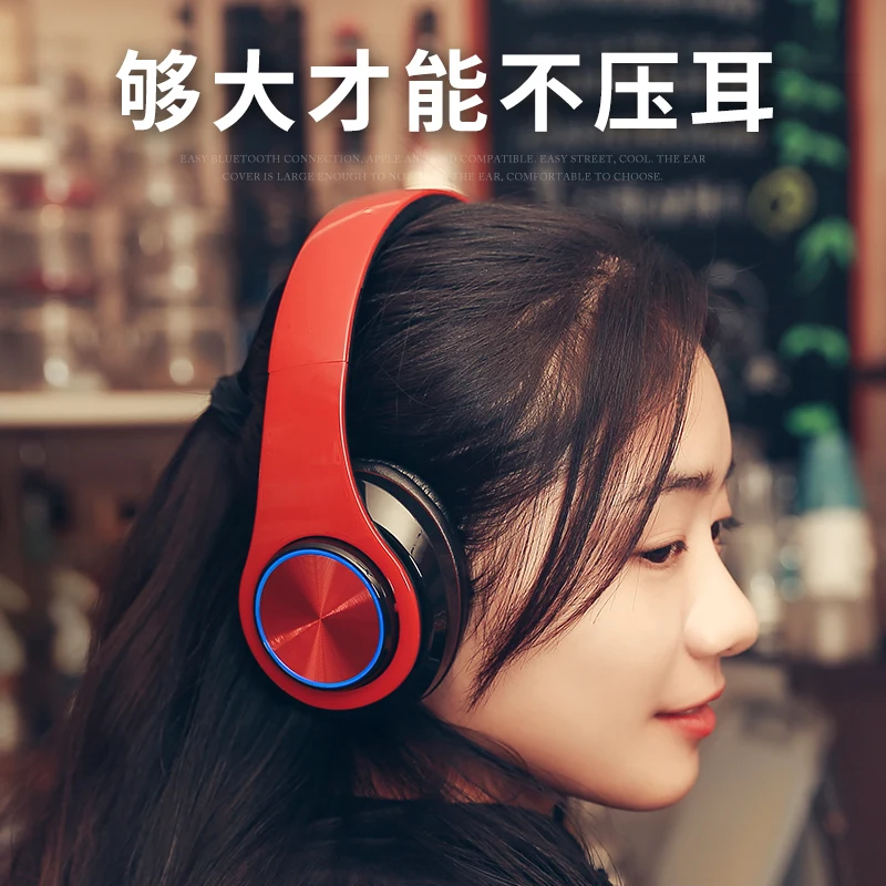 Беспроводные наушники Bluetooth-наушники яркая светодиодная гарнитура с микрофоном