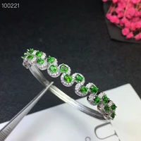 kjjeaxcmy fine jewelry 925 pure silver inlaid natural diopside female bracelet jewelry support test