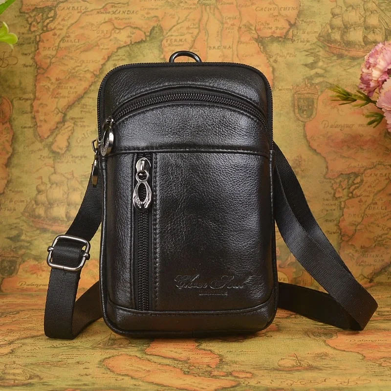 Мужская маленькая косая сумка из натуральной воловьей кожи 6 3 дюйма|genuine leather|men