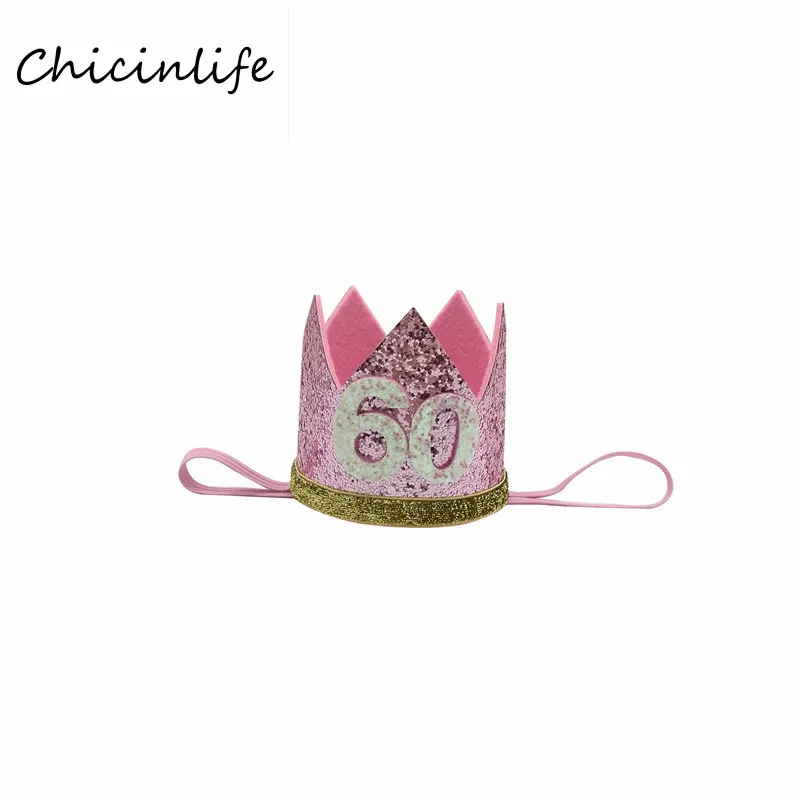 Pink 60 Chicinlife 1 шт. 30 40 50 60 Корона повязка Adlut День рождения украшение шляпа День рождения Юбилей поставки - Цвет: Pink 60