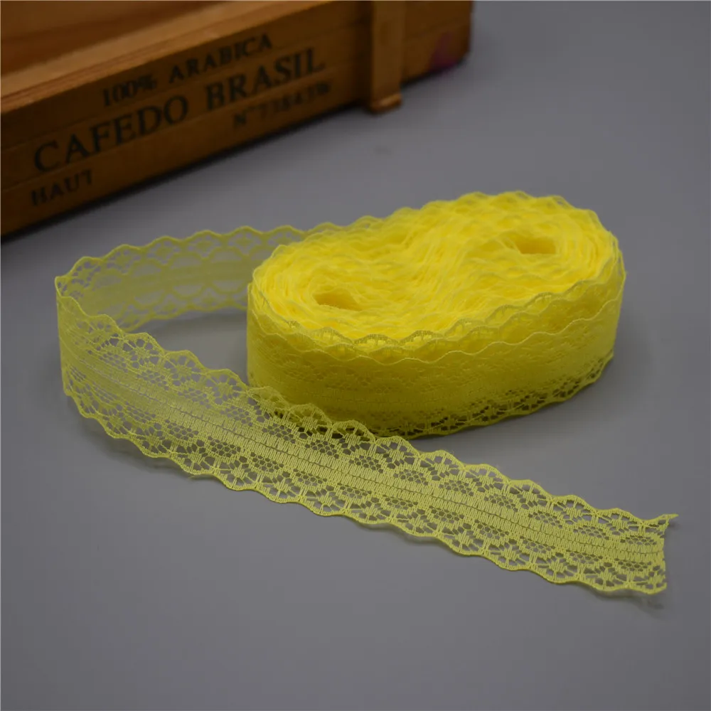 Yellow Высокое качество 10 ярдов кружево, лента, тесьма ширина 28 мм Отделка Ткань DIY вышитый сетчатый шнур для шитья украшения африканская кружевная ткань - Цвет: Yellow