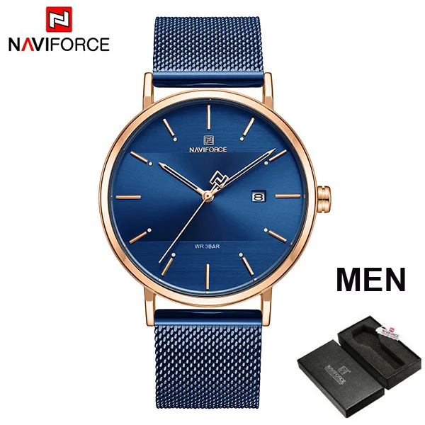 RGBE-MEN BOX Couple watch NAVIFORCE Men Casual Dress Luxury Women Quartz Wristwatch Clock For Male Female waterproof Sport Lovers Watch - Цвет: RGBE-MEN BOX