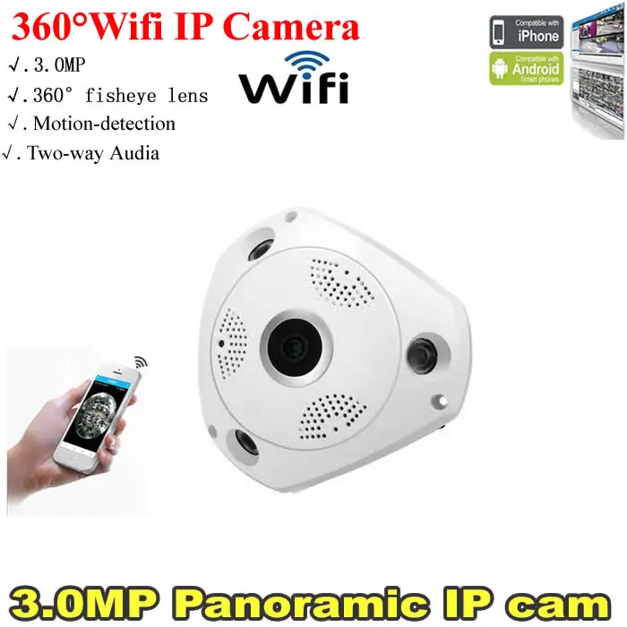 Лучший 2016 ГОРЯЧИЕ Новое прибытие 360 градусов WIFI 3.0 Мегапиксельная fisheye панорамная