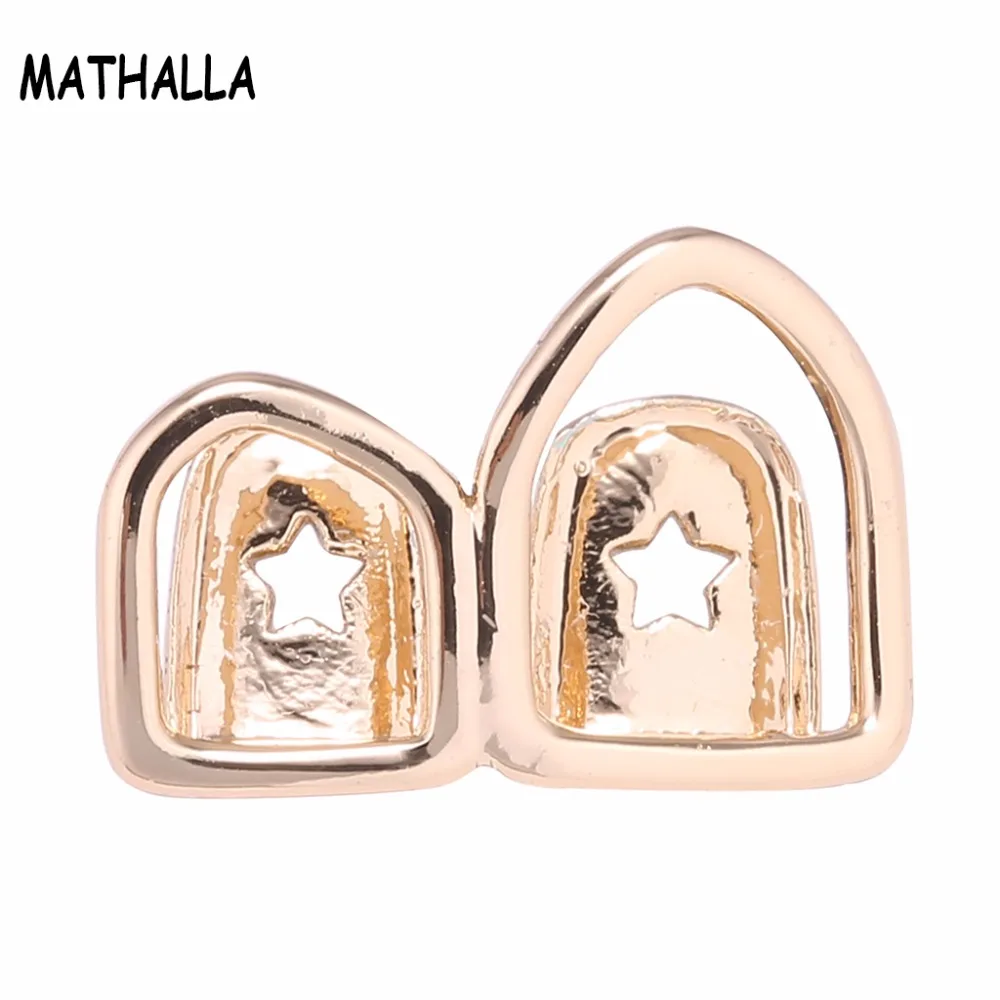 Полый открытый двойной гриль MATHALLA с позолоченным верхом и двумя правыми зубьями