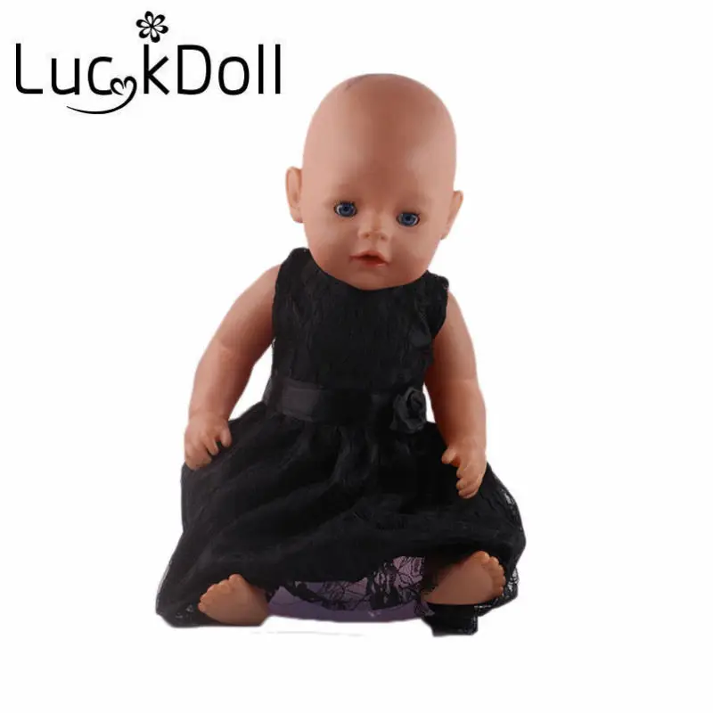 LUCKDOLL черное кружевное шифоновое Открытое платье подходит для 18 дюймового