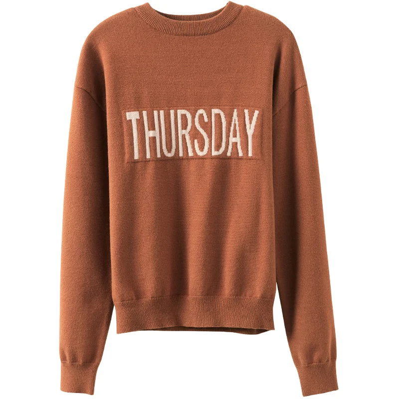 FANSILANEN New Arrival Fashion Spring/Autumn/Winter Casual Women Brief Solid Letter Sweater And Pullovers Z72345 | Женская одежда