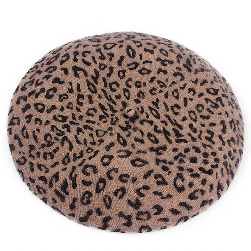 Модные женские Берет кепки осень зима шерсть Leopard Печать 5 цветов Beanie Hat|Женские