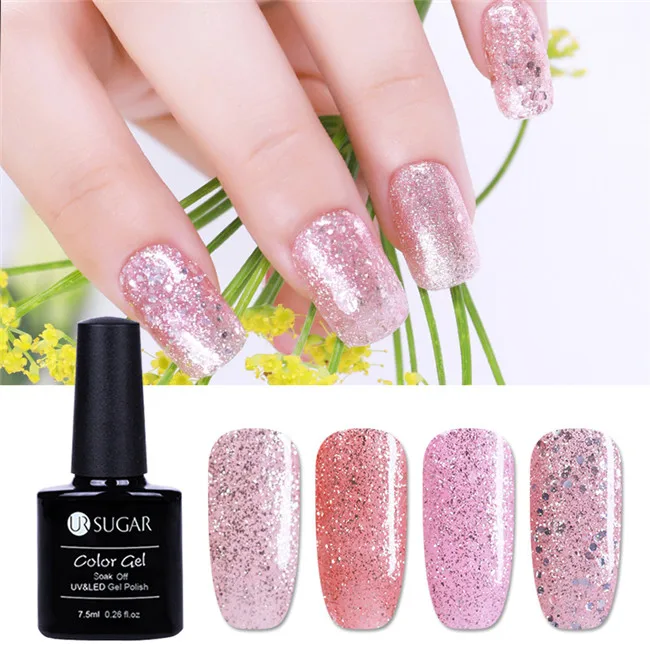 Pattern6 Ur Sugar 2/4 шт. Розовый Блестящий Гель-лак для ногтей замочить от УФ-светодиодный длительный гель лак для ногтей Лаки маникюрный лак набор украшений - Цвет: Pattern6