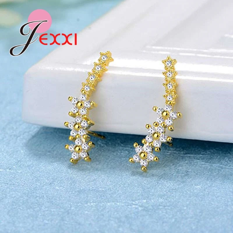Gold/Rose Gold/Silver Stud Earrings with Circular AAA White Zircon For Wedding Party Jewelry Valentines Day Gift | Украшения и