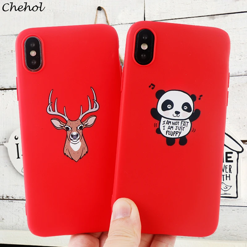 Модные чехлы для телефонов с пандой и оленем IPhone X XS MAX XR 6 S 7 8 Plus мягкий силиконовый