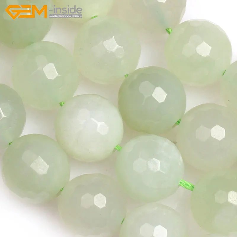 Gem-inside Natural Round Faceted Hua Show jades Stone Beads For Jewelry Making Strand 15inches DIY Jewellery | Украшения и