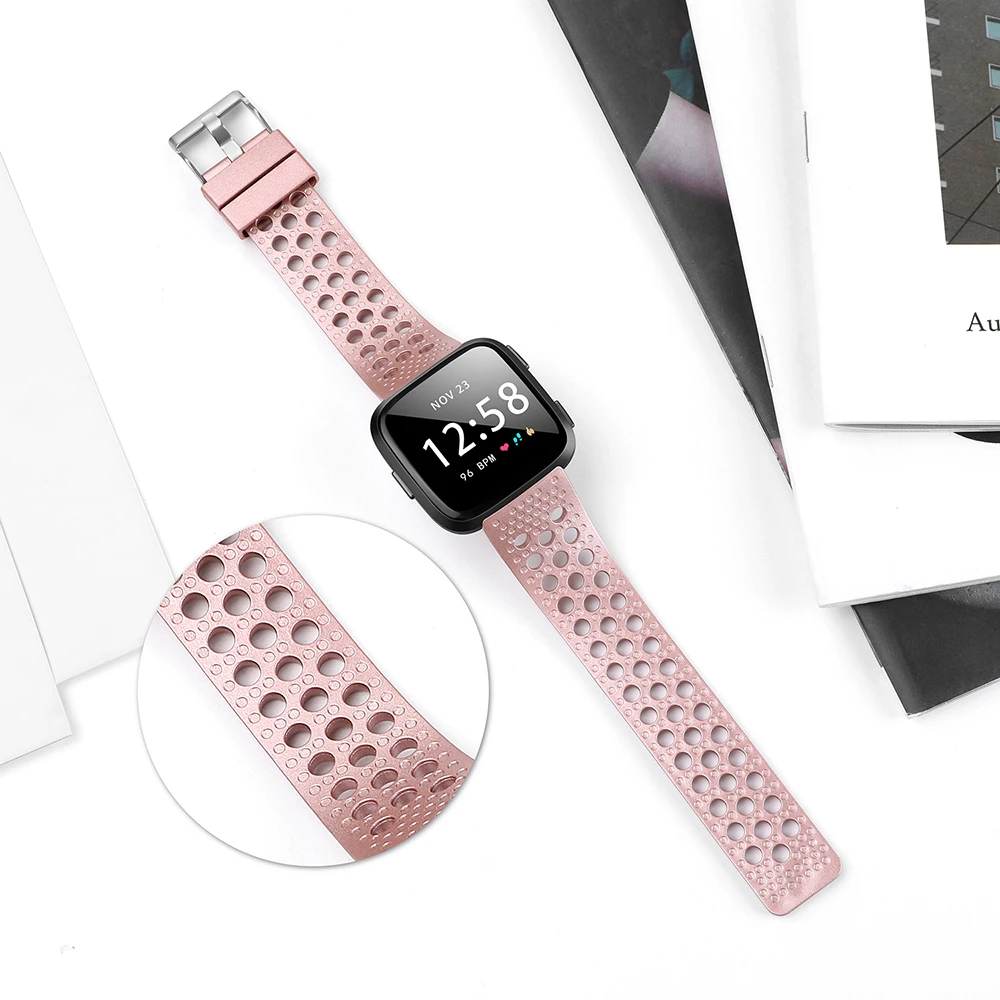 Силиконовые смарт-часы ремешок repelacement для Fitbit Versa Lite розовое золото мягкий