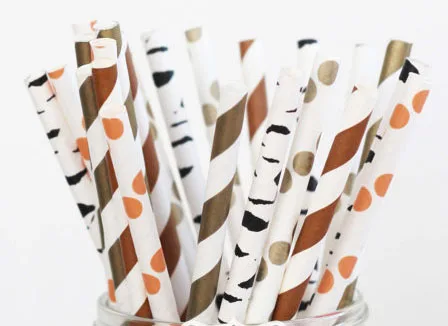 Соломинки бумажные разноцветные для дня рождения свадьбы детского душа 25 шт.