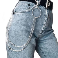 metal trousers pant chain wallet belt rock punk jeans keychain silver ring clip keyring hiphop trendy jewelry
