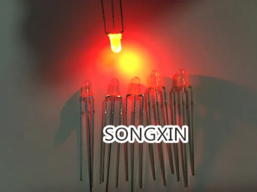 10pcs LED 3mm Round Diffused Red & Green two Color Common Anode Diode Light Emitting RED/YELLOW GREEN R-YG Bi-color | Электронные