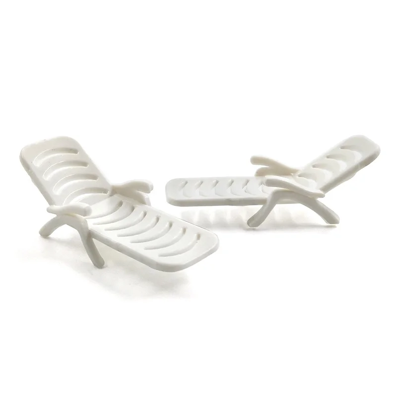 2pcs Chairs Модель летнего пляжного кресла, миниатюрная статуэтка, украшение торта, кукла, сказочный сад, смола, ремесло, подарок для дома, аксессуары для творчества - Цвет: 2pcs Chairs