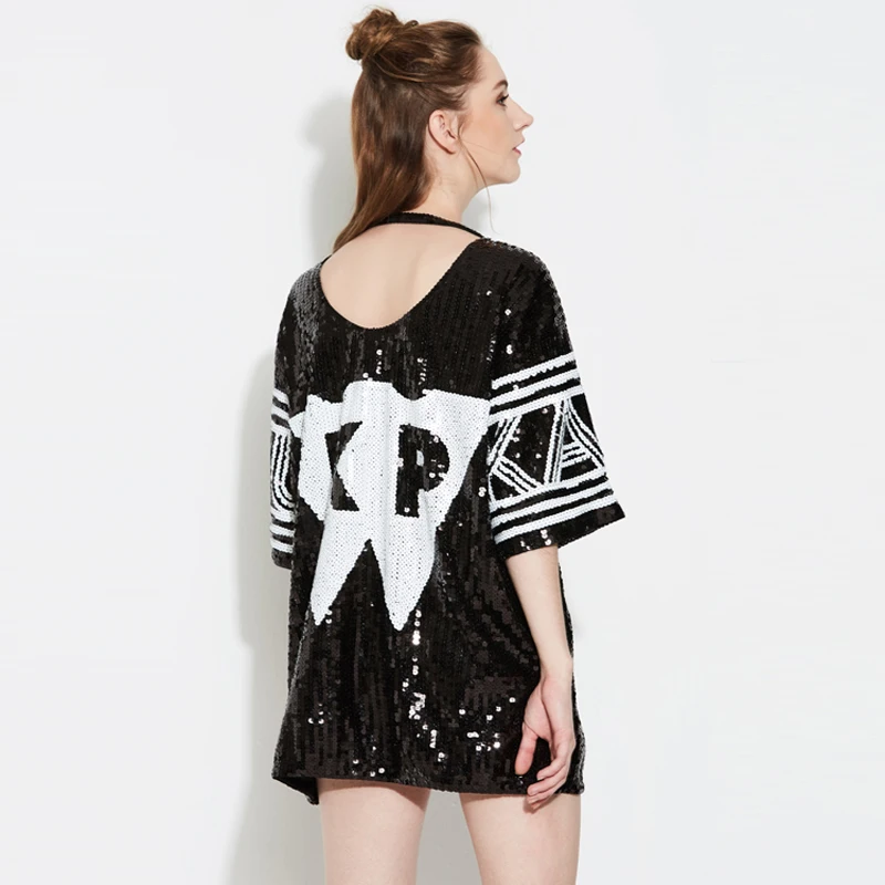 2020 модная летняя футболка женский топ с блестками женские рубашки круглым