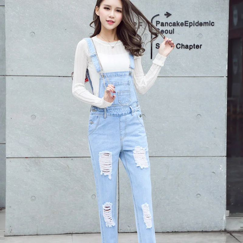 

2020 New Free shipping Korean New Womens Jumpsuit Denim Overalls Casual Skinny Girls Pants Jeans