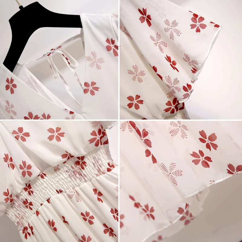 2019 новые шифоновые платья женские летние с коротким рукавом Boho пляжное вечернее